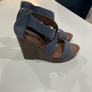White House Black Market Wedges Size 8.5. Denim blue
